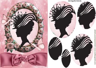 Pretty Silhouette Lady in Frame Oval Pyramids