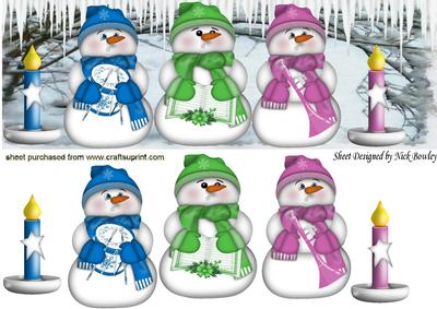 A Singing Choir of Cute Snowmen in the Snow Dl