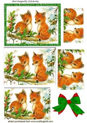 Cute Foxes with Robin and Holly in Sparkle Frame, Pyramids