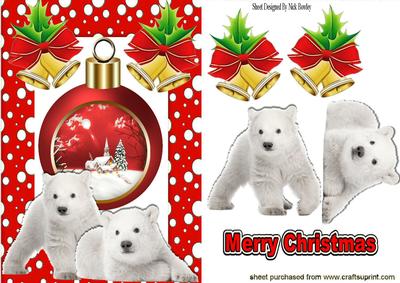 Cute White Polar Bears with Snowscene Bauble