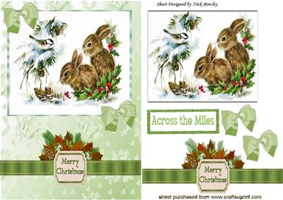 Little Bunnies in the Snow with Bird and Bows