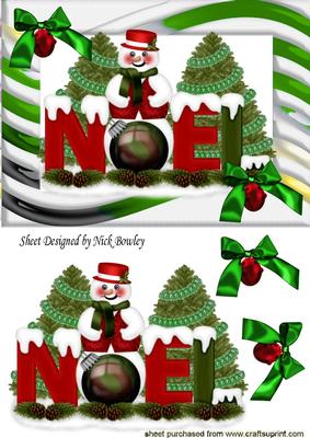 Noel Snowman in Funky Frame with Bell & Bauble