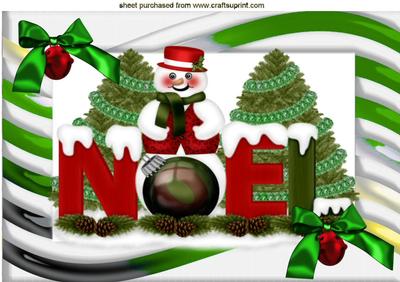 Noel Snowman in Funky Frame with Bell & Bauble A4