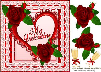 Red Roses to the One I Love! with Lace 8x8