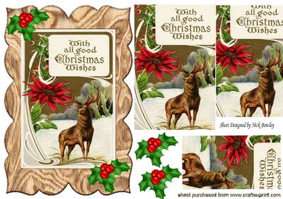 Good Wishes to You! Lovely Reindeer in the Snow Pyramids