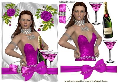 Glam Girl with Pink Champagne and Big Bow