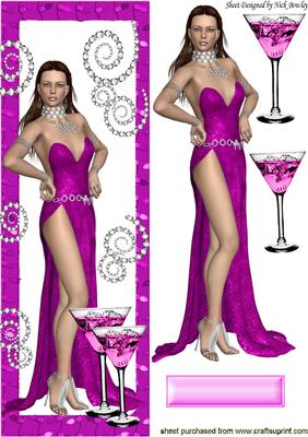 Glam Girl with Pink Champagne & Sparkle Tall Dl