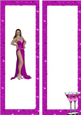 Glam Girl with Pink Champagne Tall Dl Insert