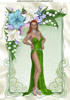 Green with Envy! Glam Girl, with Pretty Flowers A4