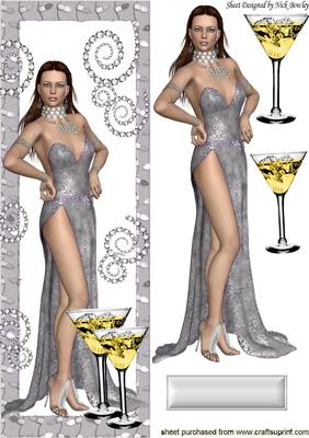 Silver Lady with Sparkle and Champers Tall Dl