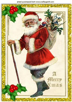 Lovely Vintage Santa with Holly A4