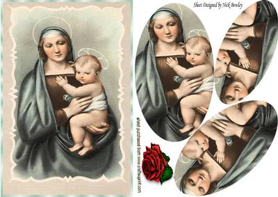 Mary Holding Baby Jesus Oval Pyramids