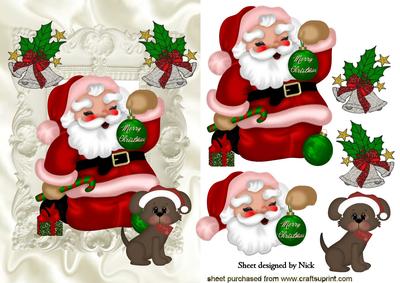 Santa with Little Puppy and Bells