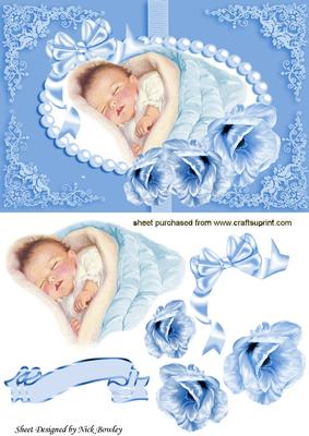Cute Baby Boy, in Pearl Frame with Satin Bow