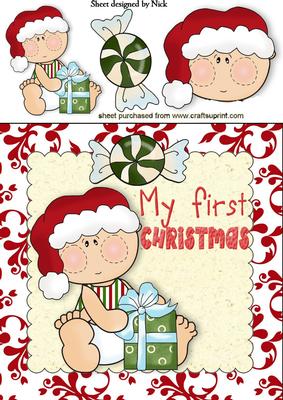 My First Christmas Baby Boy with Present 8x8