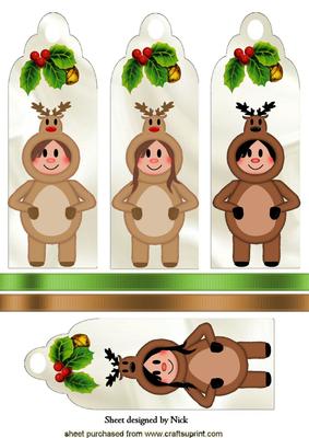 Boys and Girls Dressed in Reindeer Suits Bookmarks
