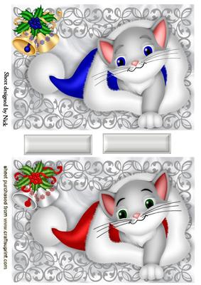 Kitties in Santa Hats with Bells Toppers