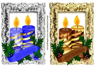Season Greetings Candles in Frames Toppers