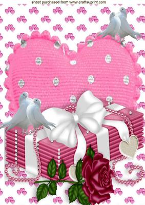 Heart with Doves and Secret Love Letters A4