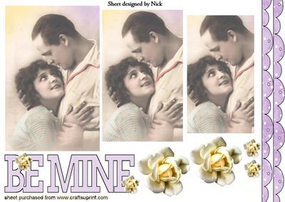 Be Mine Vintage Lovers with Cream Roses Pyramids