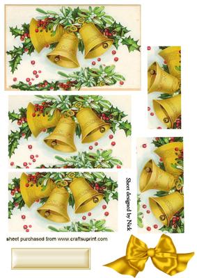 Christmas Vintage Gold Bells Pyramids