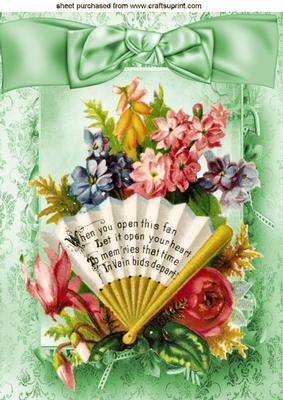 Open Your Heart to Memories, Pretty Vintage Floral Fan, A4
