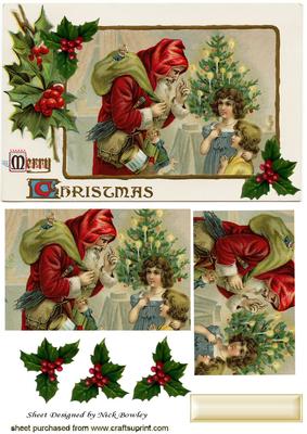 Lovely Vintage Santa with Children Pyramids