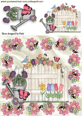 In the Garden with Flower Fence 8x8