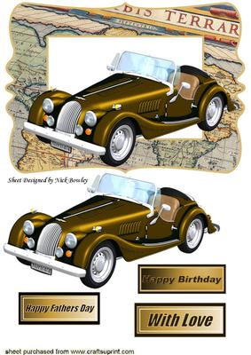 Vintage Car in a Frame of a Map