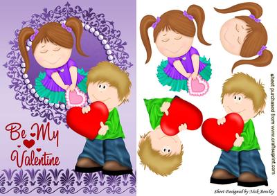 Be My Valentine! Cute Couple with Hearts