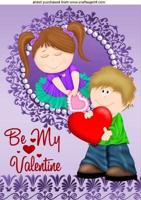 Be My Valentine! Cute Couple with Hearts A4