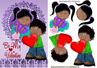 Be My Valentine! Cute Ethnic Couple with Hearts