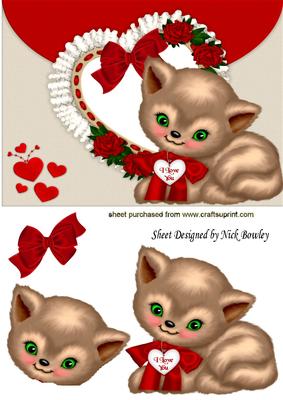 I Love You Kitty with Frill Heart and Bow