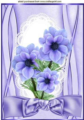 Beautiful Cornflower Blue & Lilac Flowers with Bow A4