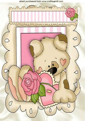 Puppy Love with Hearts and Roses A4