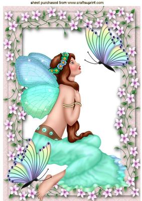Butterfly Faerie, in Flower Frame, with Butterflies A4