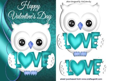 Cute Love Owl in Turq, with Heart