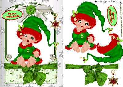 Cute Little Girl in Santa Suit in Lace Frame