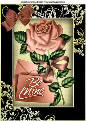 Be Mine Pretty Rosey Pink Rose with Letter A4