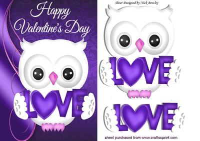 Cute Love Owl in Purple, with Heart