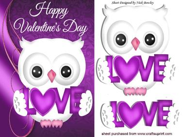 Cute Love Owl in Pink, with Heart