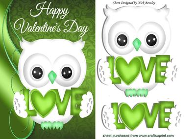 Cute Love Owl in Lime Green, with Heart