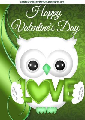 Cute Love Owl in Lime Green, with Heart A4