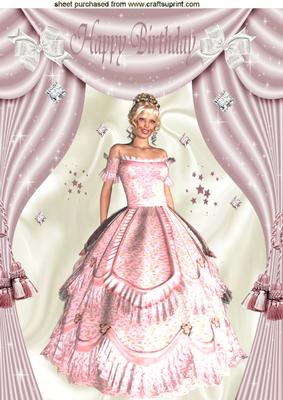 Beautiful Lady in Pink Gown A4 Topper