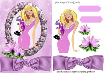 Pretty in Pink, with Frame of Roses, Flowers & Bow