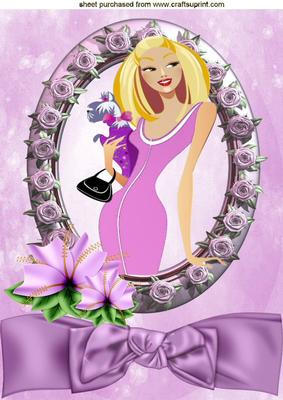 Pretty in Pink, with Frame of Roses, Flowers & Bow A4