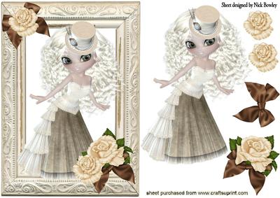Pretty Steampunk Little Lady with Cream Roses