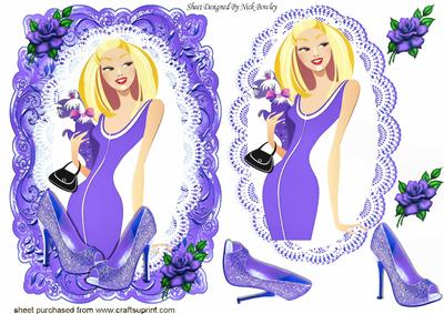 Pretty in Purple with Her Sparkle Shoes,on Lace with Topper