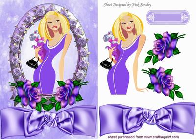 Pretty in Purple in Frame of Roses with Bow