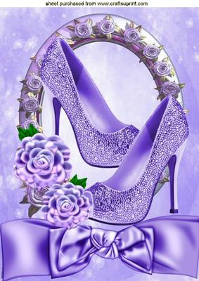 Purple Sparkle Shoes in Rose Frame with Bow A4